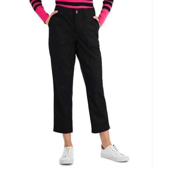 Tommy Hilfiger Utility Crop Pants Black MEDIUM NEW - Picture 1 of 10